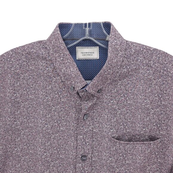 7 DIAMONDS 4 Way Stretch SS Button Up Shirt At First Sight Floral Size SMALL - Picture 1 of 6